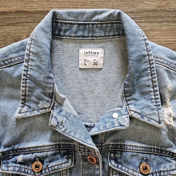 Lefties Distressed Denim Sleeveless Vest - 100% Cotton - Picture 2 of 11